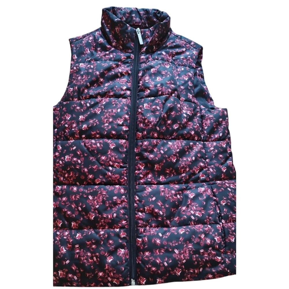 MICHAEL KORS‎ Diamond Jewels Puffer Vest Full Zip Black Red SMALL
